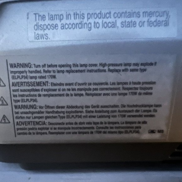 EPSON LCD Projector MODEL : EMP-X3 100/240V 50/60HZ 2.9-1.2A - Picture 8 of 13